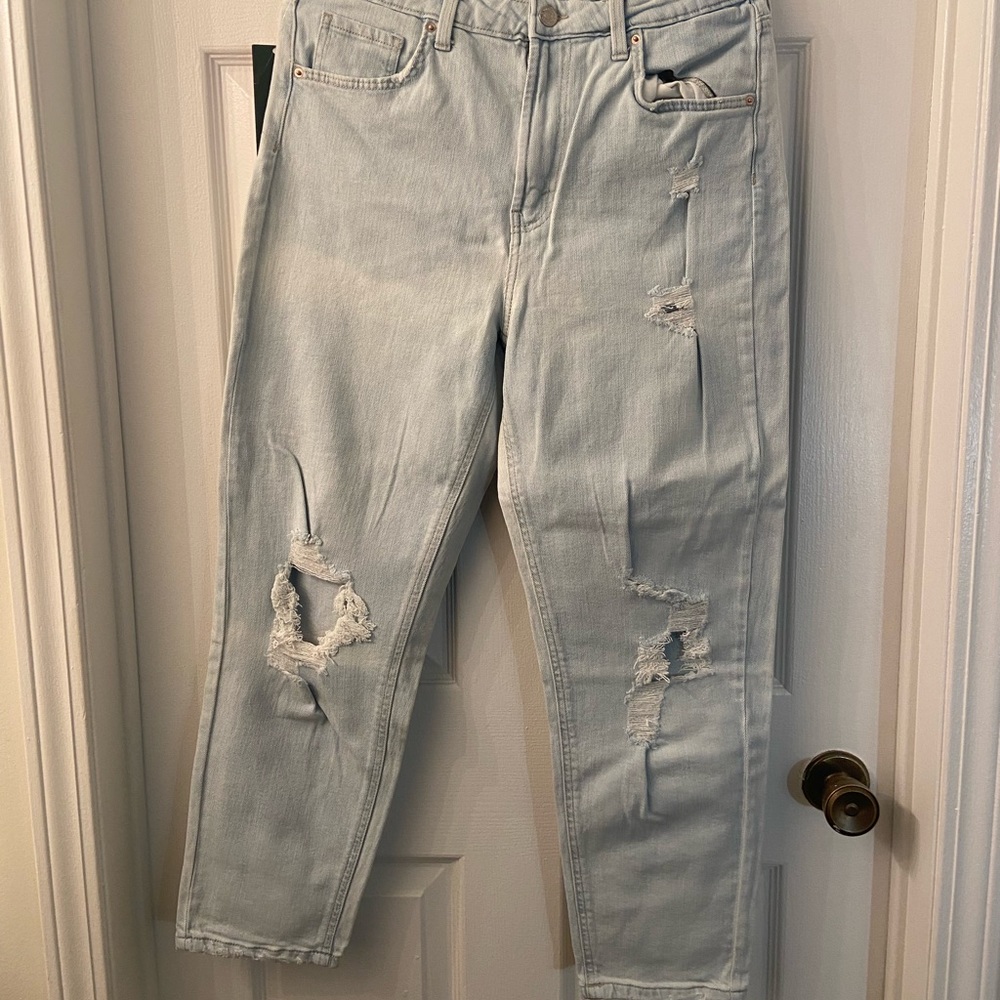 Light Wash Distressed Mom Jeans